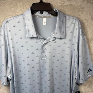 Adidas NEW Golf Mens Polo Shirt XL Blue Short Sleeve Allover Logo Print
